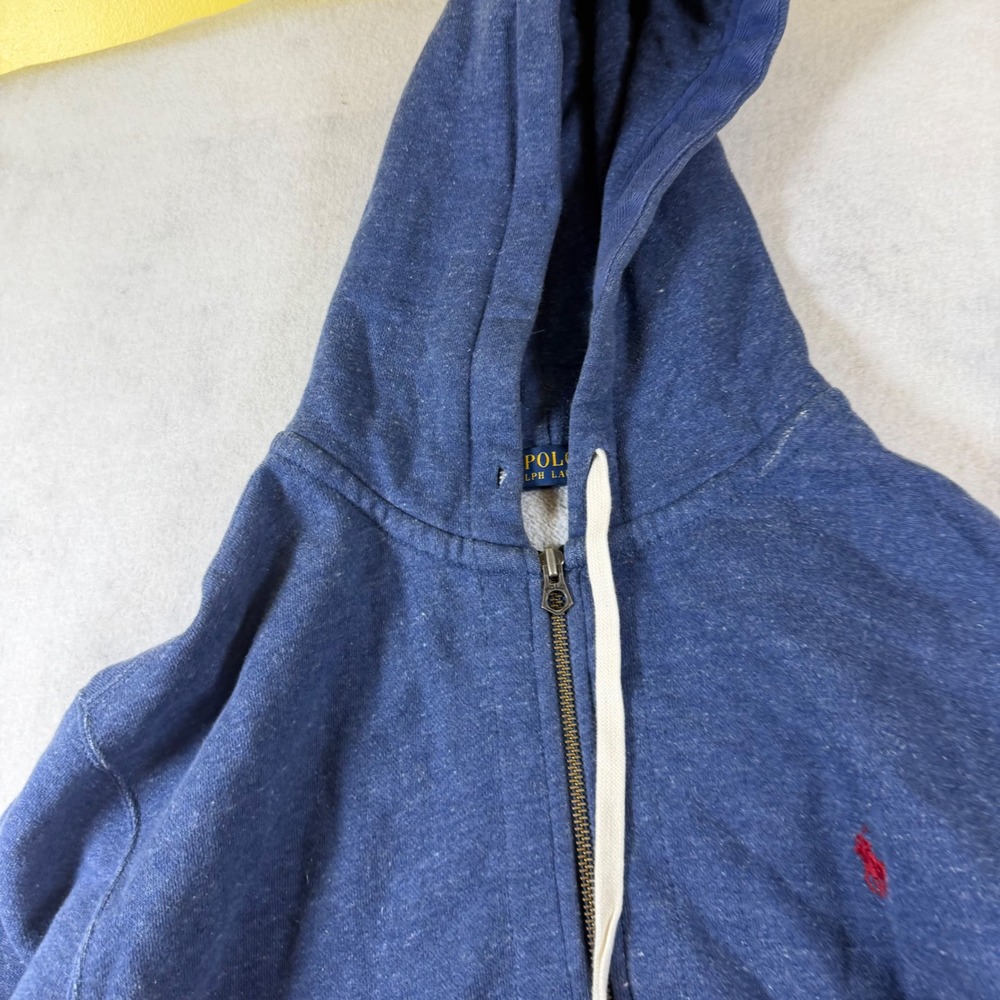 Polo Ralph Lauren Mens XXL Blue Heathered Full Zip Hoodie Red Pony Sweatshirt